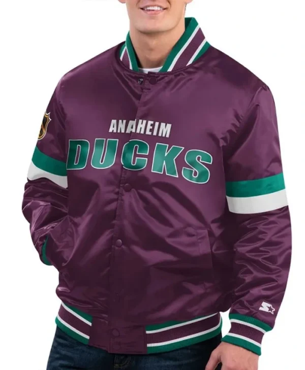 Anaheim Ducks Home Game Purple Varsity Jacket