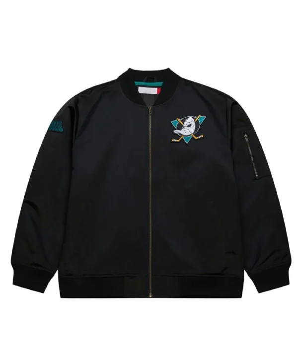 Anaheim Ducks Lightweight Vintage Logo Satin Bomber Jacket