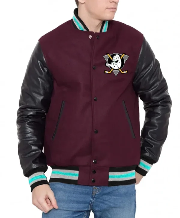 Anaheim Ducks Mighty Varsity Purple and Black Jacket