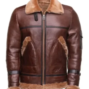 Arlo Sheepskin Shearling Brown Bomber Leather Jacket