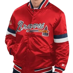Atlanta Braves Home Game Red Satin Varsity Jacket