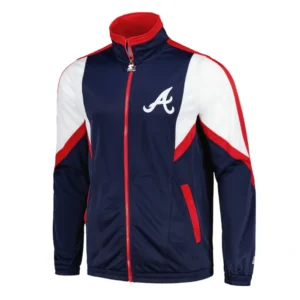Atlanta Braves Lead Runner Navy Full-Zip Bomber Jacket