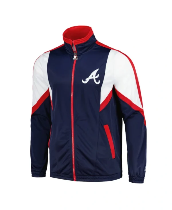 Atlanta Braves Lead Runner Navy Full-Zip Bomber Jacket