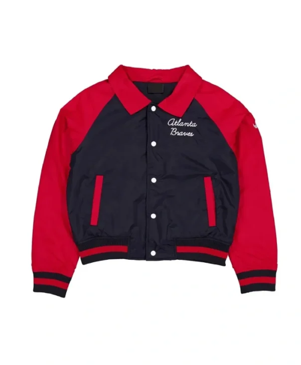 Atlanta Braves Navy and Red Throwback Bomber Jacket