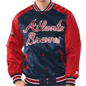 Atlanta Braves Renegade Navy And Red Satin Jacket