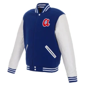 Atlanta Braves Royal And White Full Snap Varsity Jacket