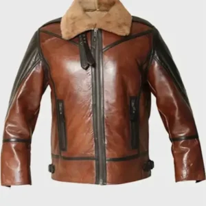 Aviator Distressed Shearling Brown Jacket