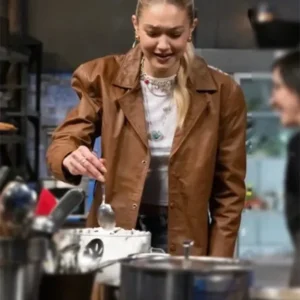 Beat Bobby Flay 2025 Gigi Hadid Brown Stylish Jacket