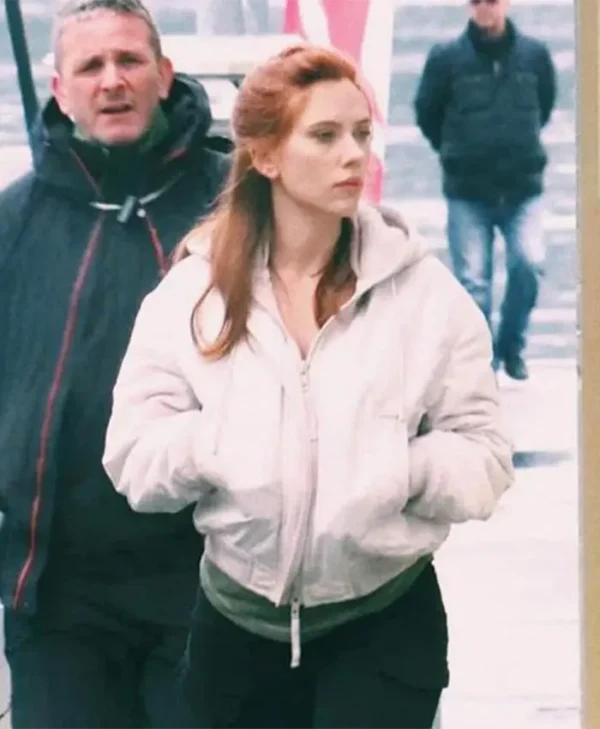 Black Widow Scarlet White Hooded Jacket