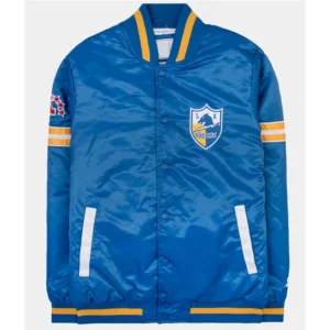 Blue Los Angeles Chargers 30th Anniversary Satin Varsity Jacket