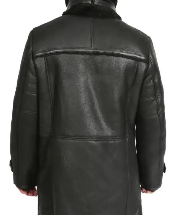 Buy Now Nicholas Double Breasted Sheepskin Black Coat For Unisex2