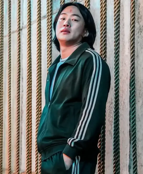 Ahn Jae-hong High Five Green Track Bomber Jacket - Image 2