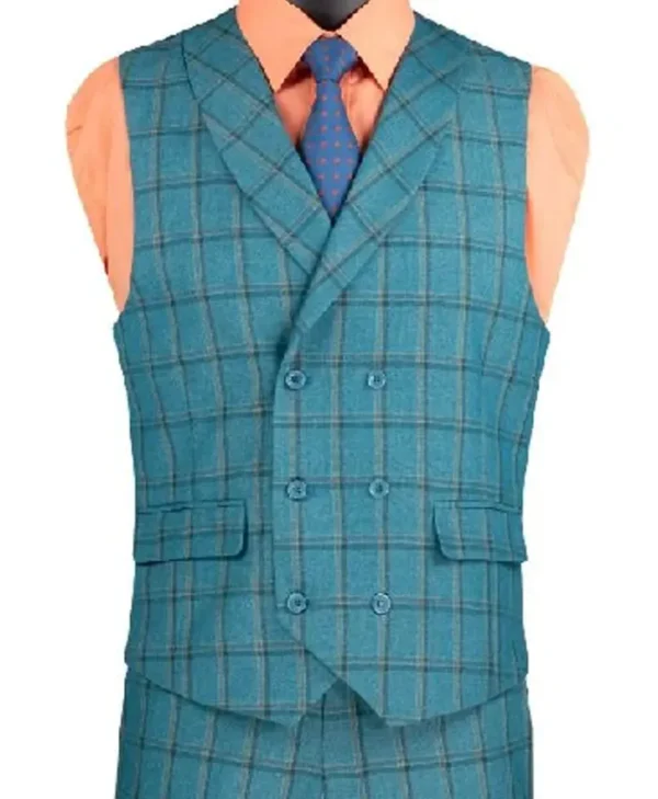 American Idol S23 Luke Bryan Check Blue Stylish Vest - Image 2