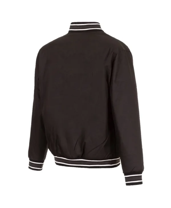 Buy Now Anaheim Ducks Front Hit Poly Twill Black Varsity Jacket For Unisex