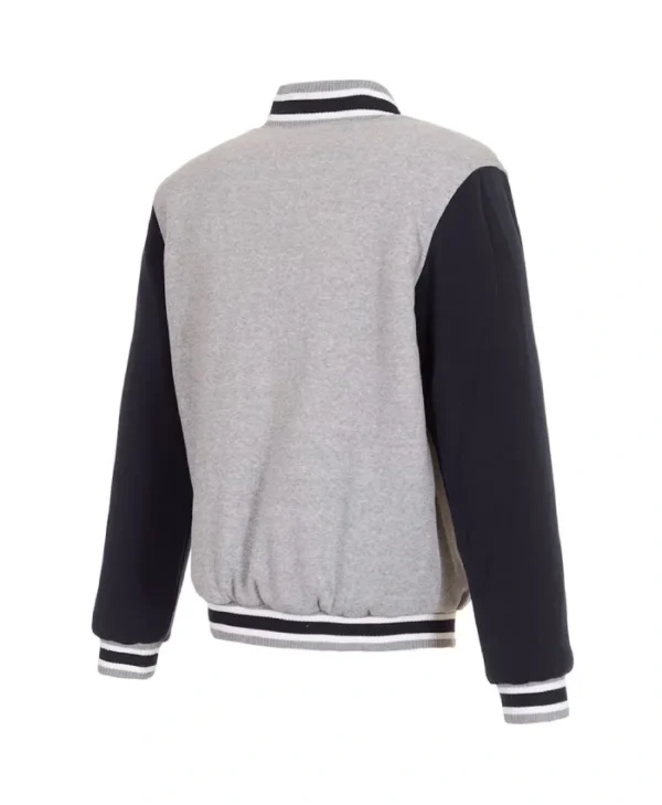 Buy Now Atlanta Braves Gray and Navy Varsity Jacket For Unisex