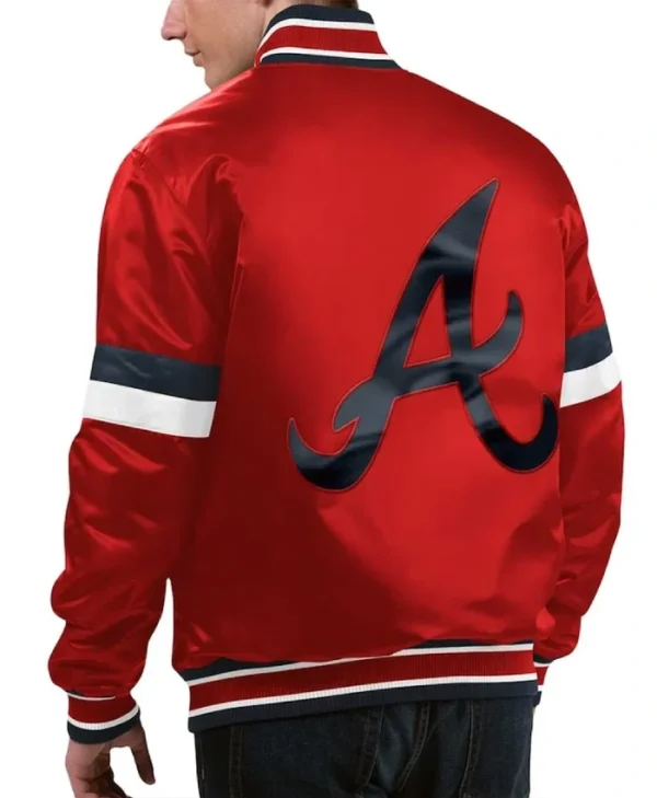 Atlanta Braves Home Game Red Satin Varsity Jacket - Image 2
