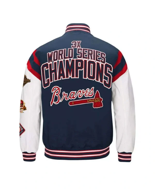 Atlanta Braves Home Team Commemorative Navy And White Varsity Jacket - Image 2