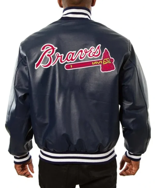 Buy Now Atlanta Braves Navy Leather Jacket For Unisex