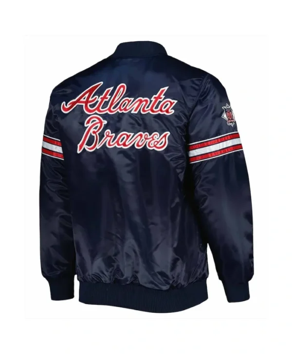 Buy Now Atlanta Braves Navy Pick & Roll Varsity Jacket For Unisex