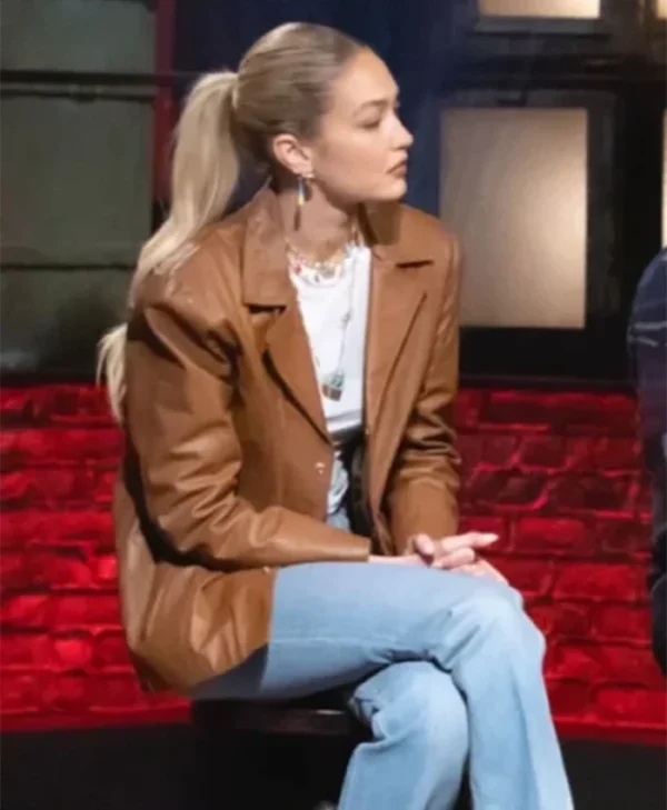 Beat Bobby Flay 2025 Gigi Hadid Brown Stylish Jacket - Image 2