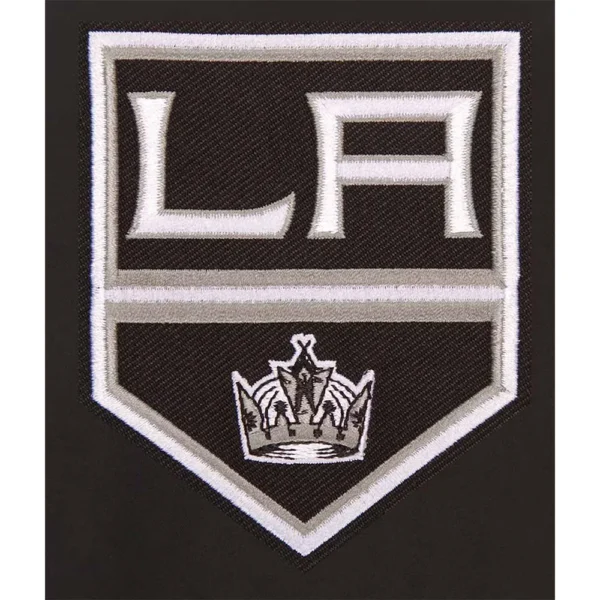 Buy Now Black Los Angeles Kings Poly-Twill Front-Hit Varsity Jacket For Unisex