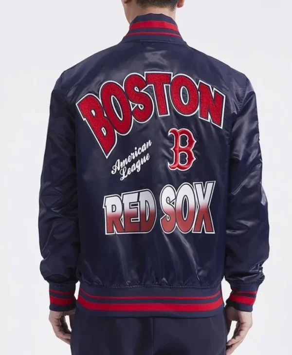 Buy Now Boston Red Sox Turn It Up M Classic Rib Navy Satin Varsity Jacket For Unisex