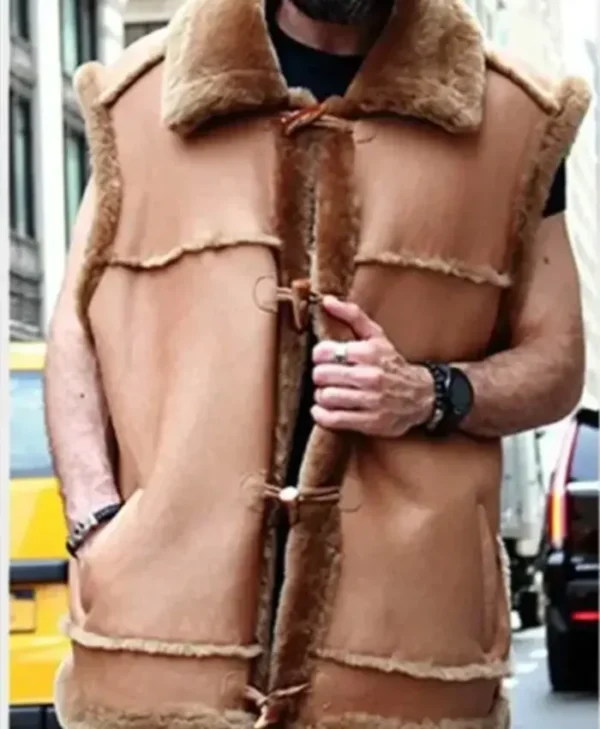 Buy Now Camel Brown Alexander Shearling Vest For Unisex