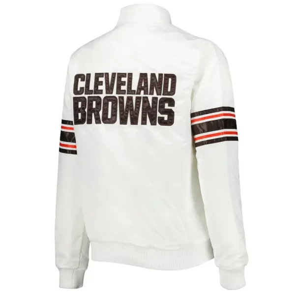 Buy Now Cleveland Browns Line Up White Satin Jacket For Unisex