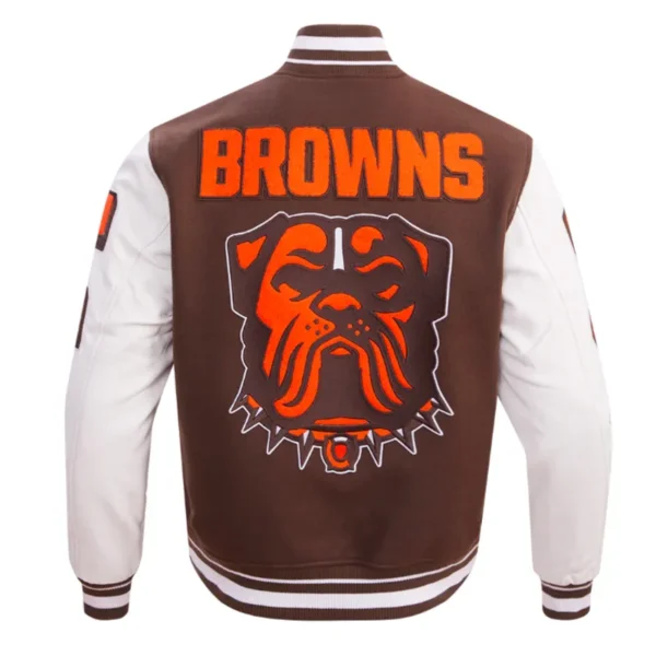 Buy Now Cleveland Browns Mashup Rib Varsity Leather Jacket For Unisex