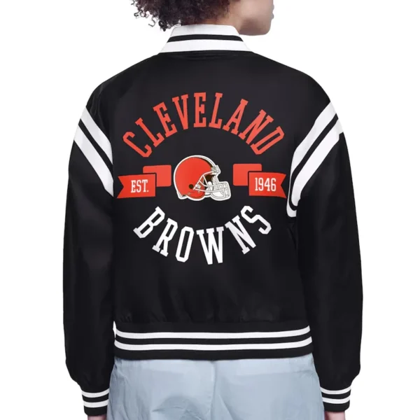 Cleveland Browns Printed Logo Varsity Jacket - Image 2