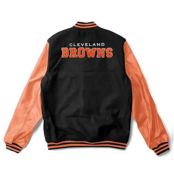 Cleveland Browns Varsity Black and orange Jacket - Image 2
