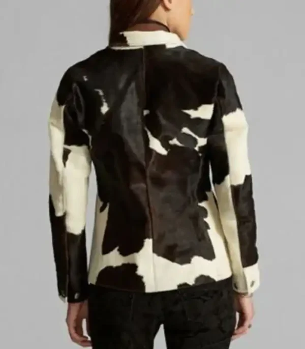 Buy Now Cowhide Black And White Stylish Fur Leather Blazer