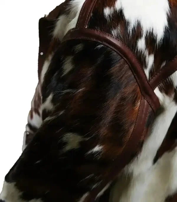 Buy Now Cowhide Colorblock Fur Leather Jacket For Unisex