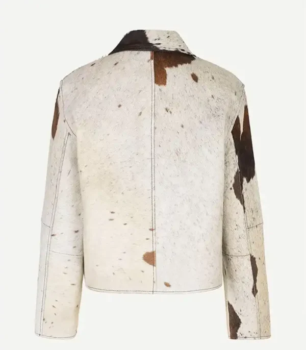Cowhide Fur Leather Colorblock Stylish Jacket - Image 2