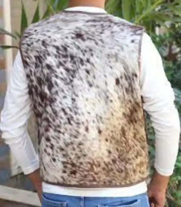 Cowhide Leather Printed Fur Vest - Image 2
