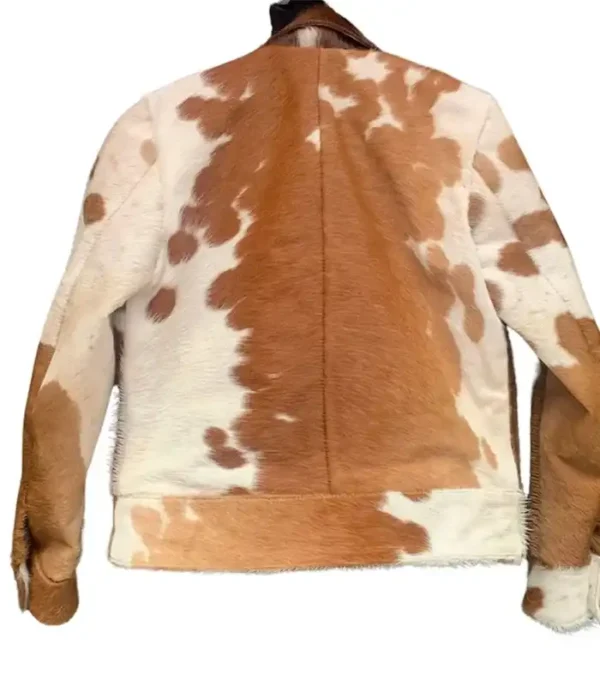 Cowhide Stylish White And Brown Fur Jacket - Image 2