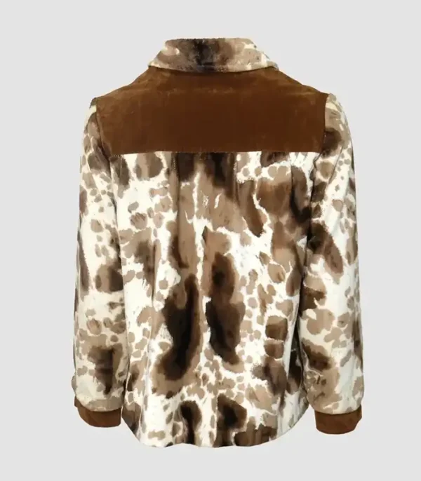 Buy Now Cowhide Unique Vintage White And Brown Fur Jacket