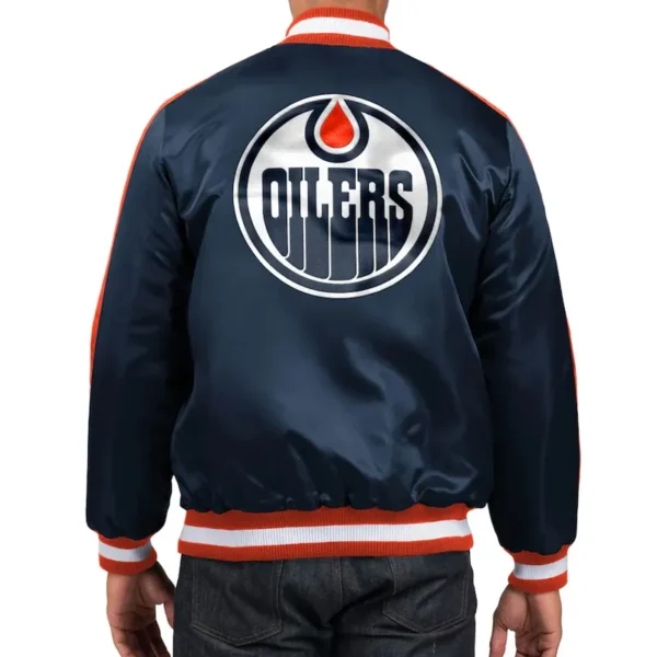 Buy Now Edmonton Oilers O-Line Navy Satin Jacket For Unisex