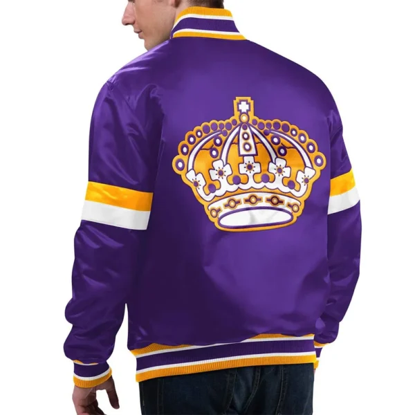  Buy Now LA Kings Diveplay Purple Varsity Jacket For Unisex