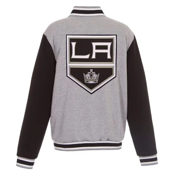 LA Kings Gray and Black Varsity Jacket - Image 2