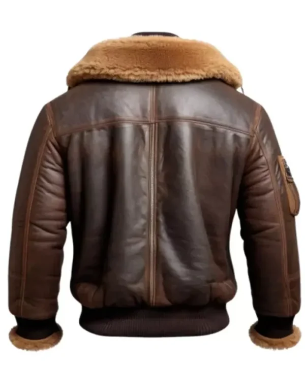 Men Aviator Shearling Leather Stylish Bomber Jacket - Image 2