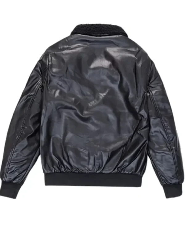 Buy Now Men’s Black Leather Fur Collar Jacket For Unisex