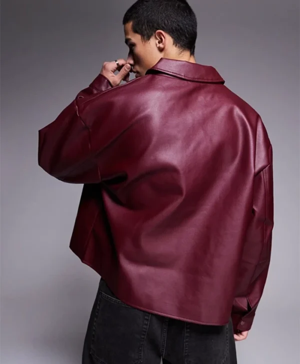 Buy Now Men’s Oversized Burgundy Leather Bomber Jacket For Unisex