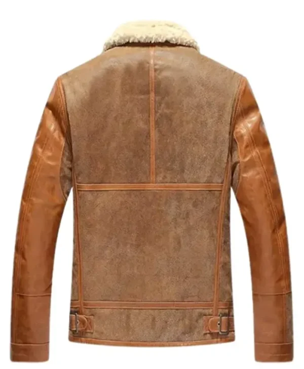 Men’s Warm Pilot Winter Shearling Stylish Leather Jacket - Image 2
