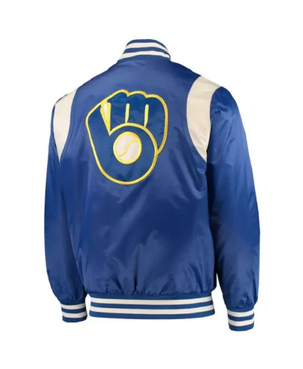 Buy Now Milwaukee Brewers Full-Snap Satin Varsity Jacket For Unisex
