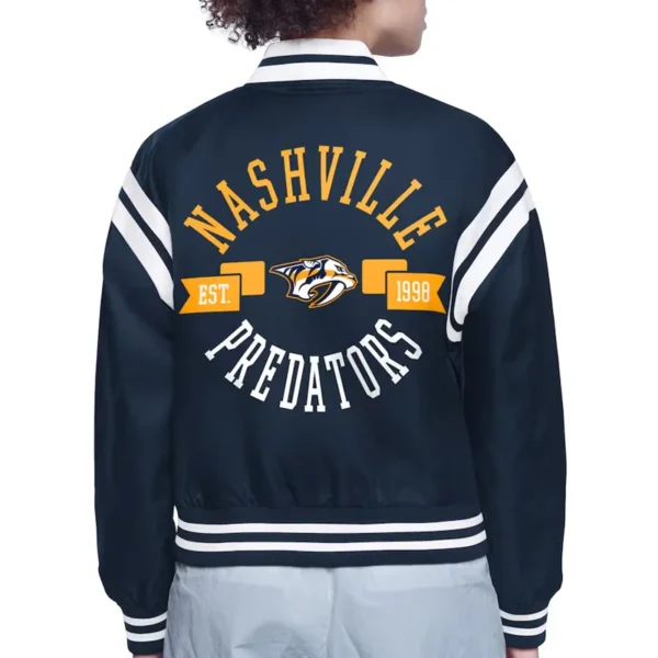 Buy Now Nashville Predators Printed Logo Varsity Jacket For Unisex