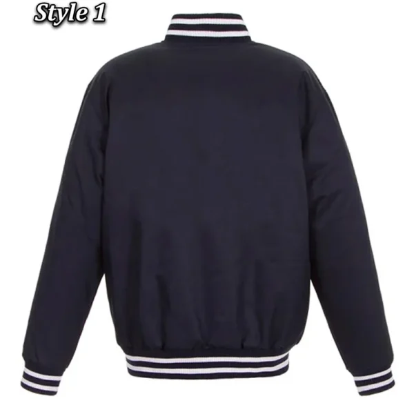 Buy Now Navy Nashville Predators Front Hit Poly Twill Varsity Jacket For Unisex