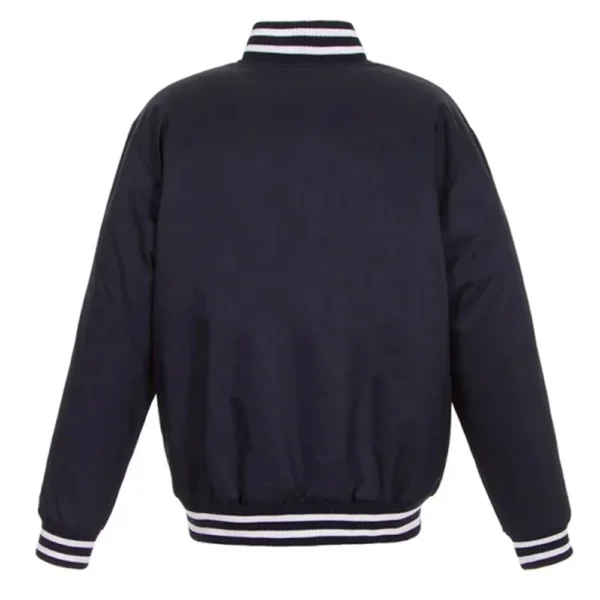 Buy Now Navy Tampa Bay Lightning Front Hit Poly Twill Varsity Jacket For Unisex