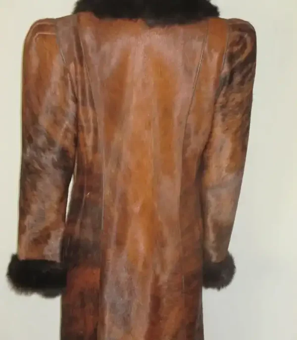 Buy Now New Cowhide Unique Brown Leather Fur Coat