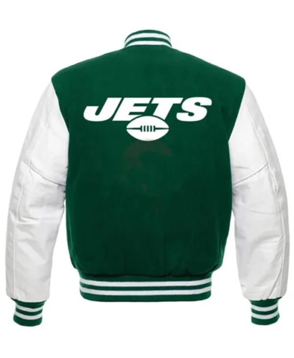 New York Jets Green And White Stylish Varsity Jacket - Image 2